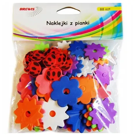 Naklejki z mikrogumy Brewis Kwiatki, 88szt